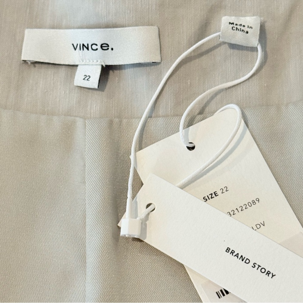 VINCE Wide Leg Linen Blend Cropped High Waist Pants Light Dove Size 22 NEW - Picture 8 of 9